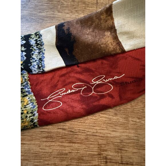 Silk Tie Ralph Marlin Co Texas Longhorn Western RM Style Signed Linda Luna Vtg - Picture 4 of 8